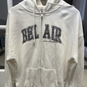 White Full Zip Hoodie
